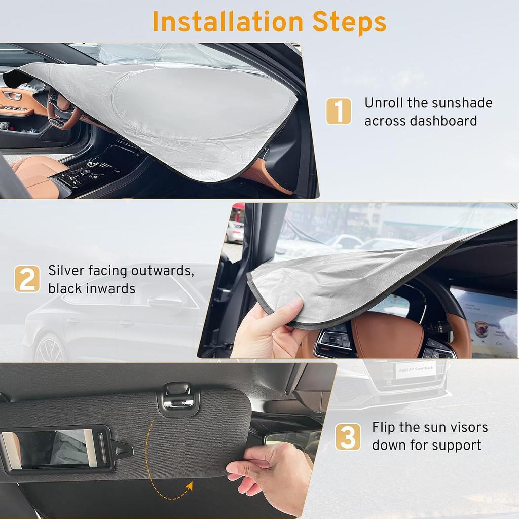 Windshield Sun Shade for Ford F150 F-150 F250 F350 1996-2024 2025 2026 | for Expedition 1997-2026 Raptor Lariat King Ranch Platinum XL XLT