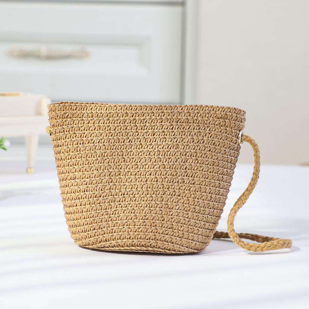 Borsa in paglia con cerniera e fiore per bambina, simpatici accessori per foto, borsa a tracolla intrecciata a mano per bambini, cestino portaoggetti, portamonete, borsa a tracolla