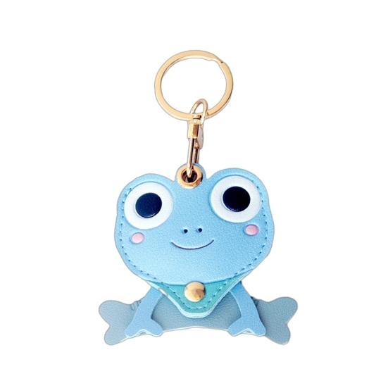 

Creative Leather Frog Keychain Pendant Cute Frog-Shaped Card Holder Keychain Portable Anti-Lost Bag Charm School Bag Accessories Small Gifts