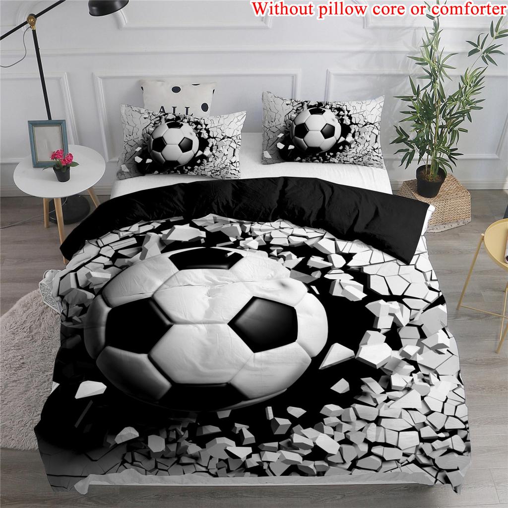 Sports Football Pattern Printing Quilt Cover Pillowcase 3D Digital Printing Three-piece Set