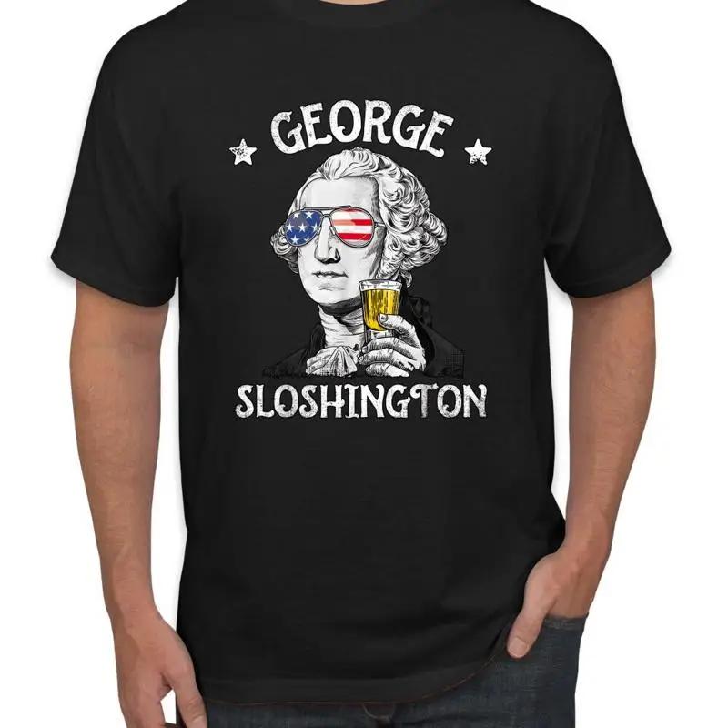 Funny George Sloshington Drinking Men T Shirt
