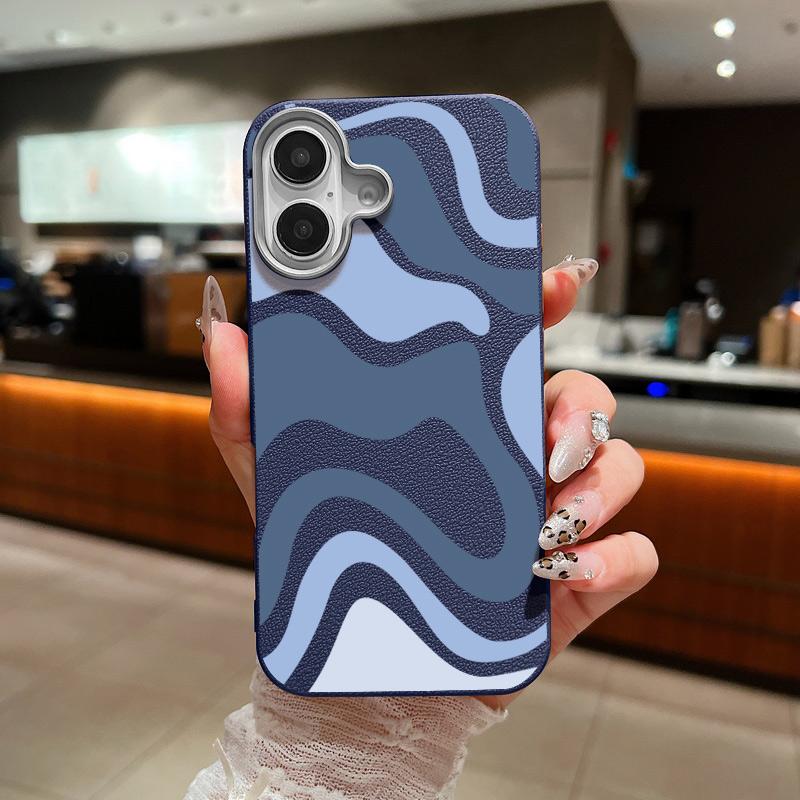 

Роскошный кожаный чехол с текстурой из красочных волнистых полос для iPhone 16 15 Pro 14 Plus 13 12 11 Pro Max Xs Xr 8 7 6 Plus, мягкий тонкий чехол из ТПУ iPhone 8 / 7 / SW 2022 / SE 2020 синий