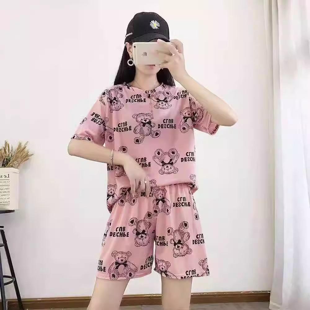 Factory Women's Pajamas Summer Cotton Short-sleeved Shorts Set New Year's Simple Casual Thin Loungewear