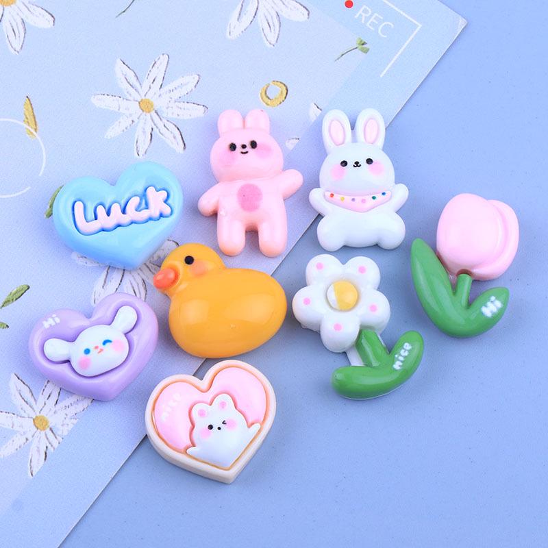 Cartoon Glossy Rabbit Heart DIY Resin Hair Tie & Fridge Magnet Accessories