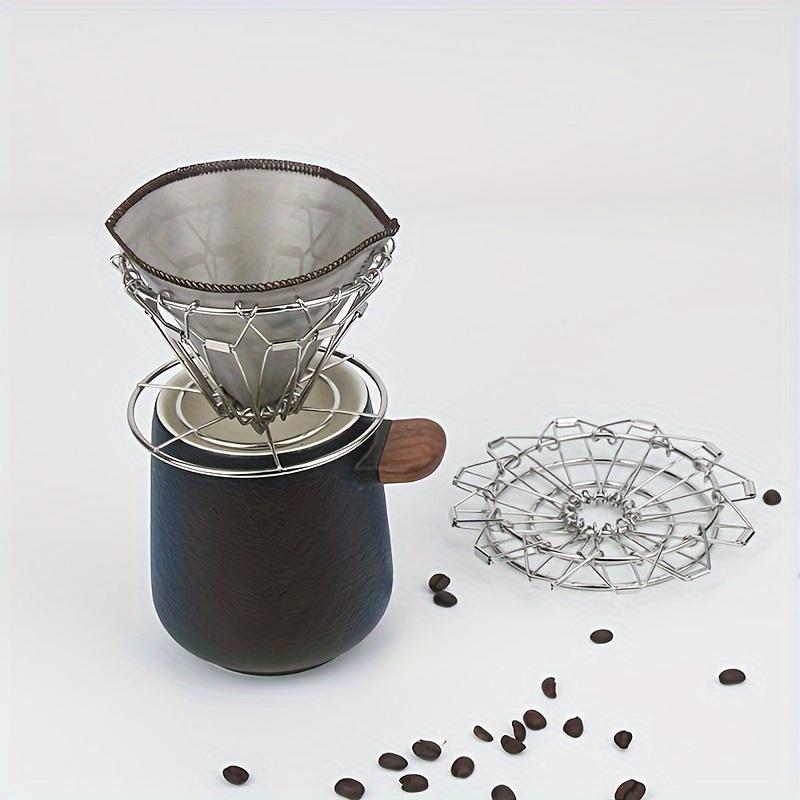 1 Coffee Drip Stand, Stainless Steel, Foldable, Portable Filter Holder, Outdoor Camping, Hand Brewed Coffee Funnel, Reusable