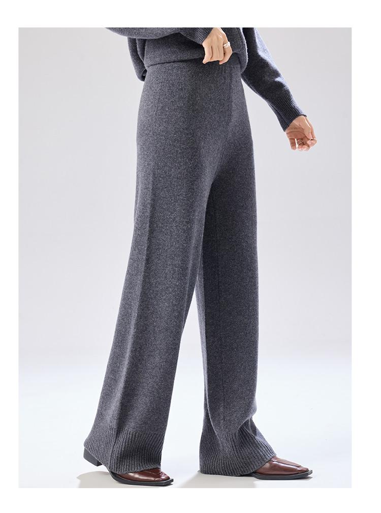 Cashmere and Wool Knitted Casual Pants for Women
