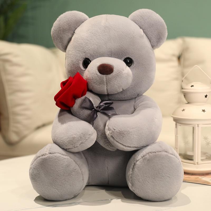 Kawaii miś z różami pluszowa zabawka miękki miś wypchana lalka romantyczny prezent dla kochanka Home Decor prezenty na walentynki dla dziewczynek