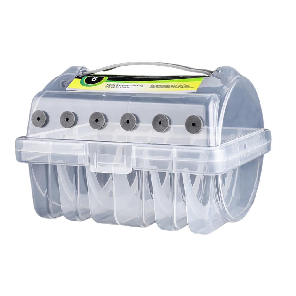 Line Winder Spool Box Fishing Tackle Box Line Organizer Multifunction Clear Case 6 Compartment Fishing Line Storage Case
