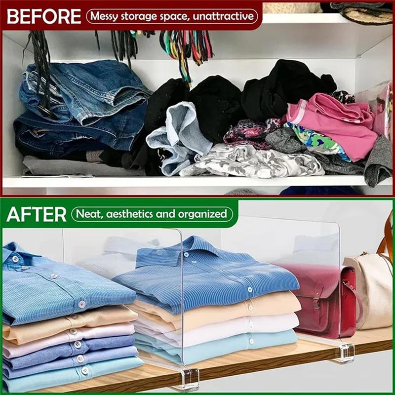 M-Modern-Transparent Shelf Dividers For Closet Organization - Wardrobe Organizer, Cupboard And Bookcase Partition Baffles