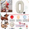 Milk white digital column balloon set with cute dog aluminum foil balloons for anniversary, birthday party decoration (0-9)