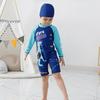 Kids' Boys' Cartoon Swimsuit Set - Split Design with Long & Short Sleeves