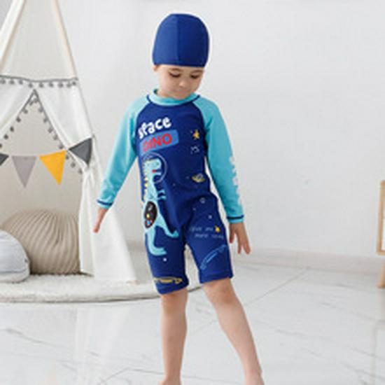 Kids' Boys' Cartoon Swimsuit Set - Split Design with Long & Short Sleeves