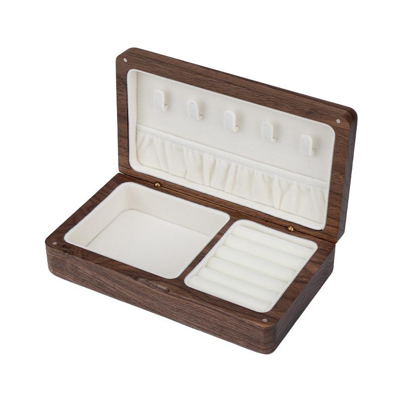 Walnut Wooden Luxury Decorative Storage Hand-Crafted Black Walnut Wooden Box for Watch Necklace Pendent Organizer 16.5*9.5*4.8CM