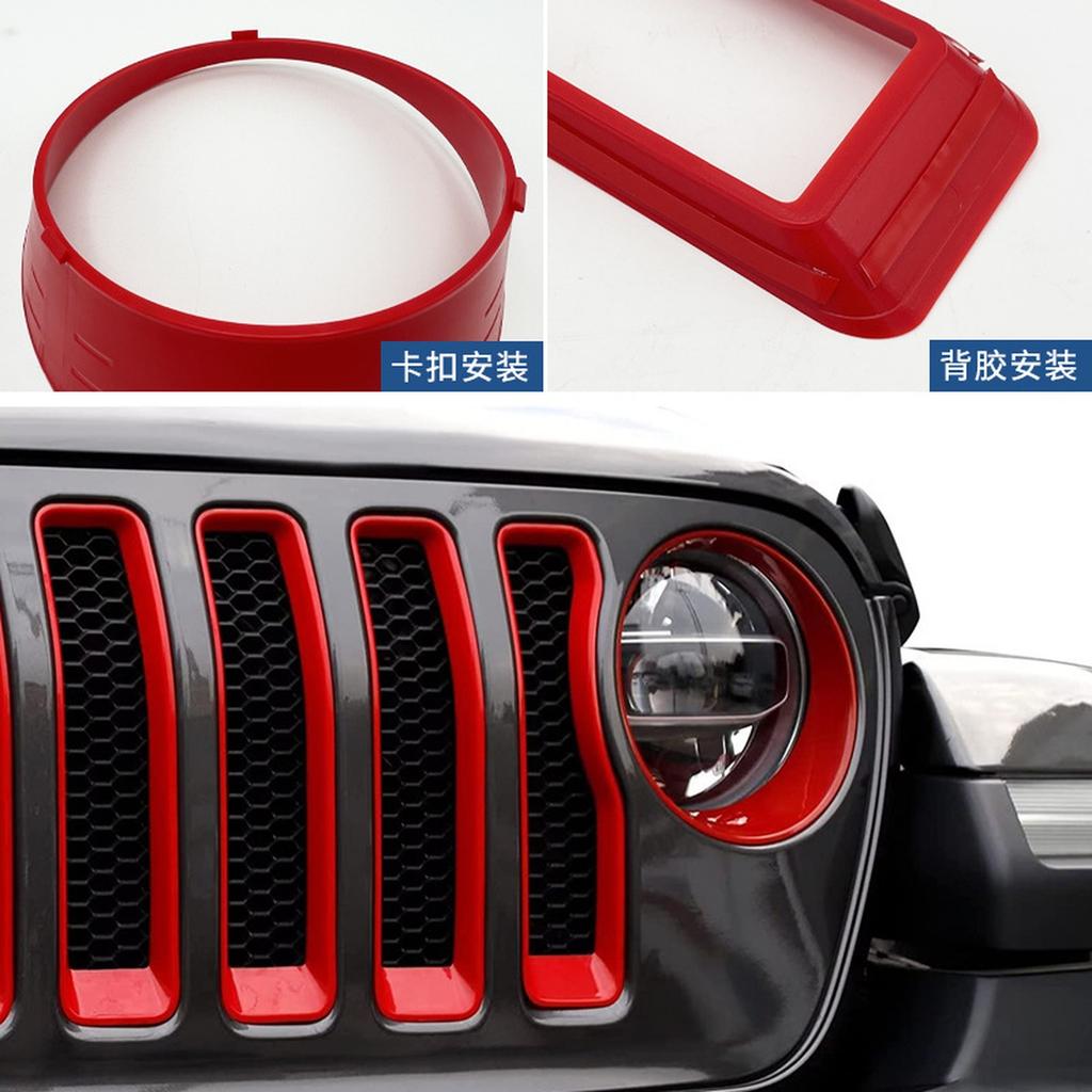 ABS Headlight Turn Light Circle & Grille Insert Cover Trim For 2018-2022 JL