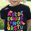 Vibrant Girls Cartoon Alphabet Graphic Children Clothes Girl Boy T-Shirt Crew Neck Short Sleeve Tops