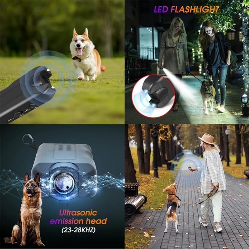Ultrasonic Anti Barking Device Handheld Bark Control Training Tool with LED Light Dog Barking Deterrent Device for Small Medium Dogs