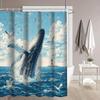 Tenda da Doccia con Illustrazione di Balena che Salta dall'Oceano 1 Pezzo con 12 Ganci per Bagno Decorazione per la Casa Poliestere Stampa Piatta 2D 70,8X70,8 Pollici