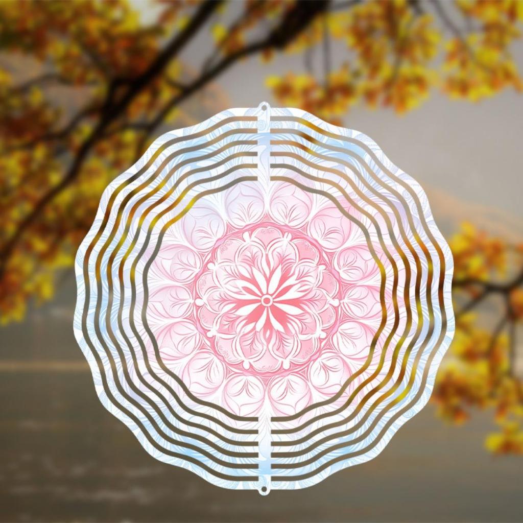 3D Colorful Mandala Flower Wind Spinner Metal Decorative Hanging Spinner for Garden Patio Home All Season Indoor Outdoor Decoration