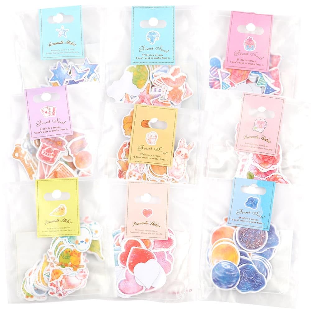 

moin moin Sticker 90 630 Large Assortment Watercolor Animal Cute Forest Sea Starry and Small Household 2110sl100 Flakes, Varieties, Sheets, Set, Pink,
