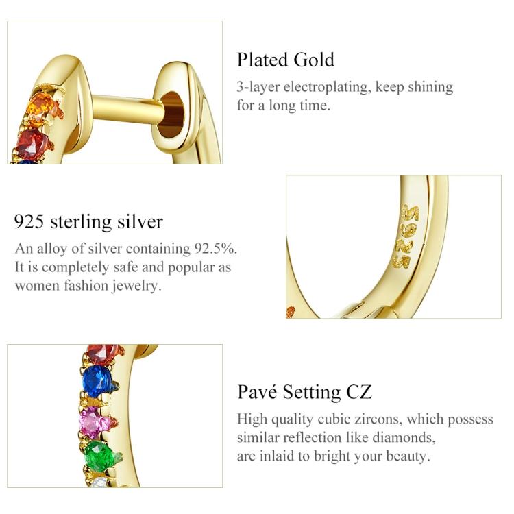 Sterling Silver Rainbow Earrings S925 Zircon Earrings