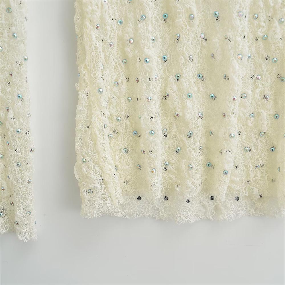 2025 Spring Women's Rhinestone Lace Long-Sleeve Slim-Fit T-Shirt