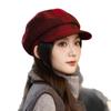 British Style Retro Plaid Bere Hat for Women In Autumn and Winter New Casual Versatile Painter Hat Windproof Warm Newspaper Boy Hat