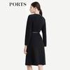 PORTS Women's 2024 Autumn/Winter Elegant Beaded Cinched-Waist Dress