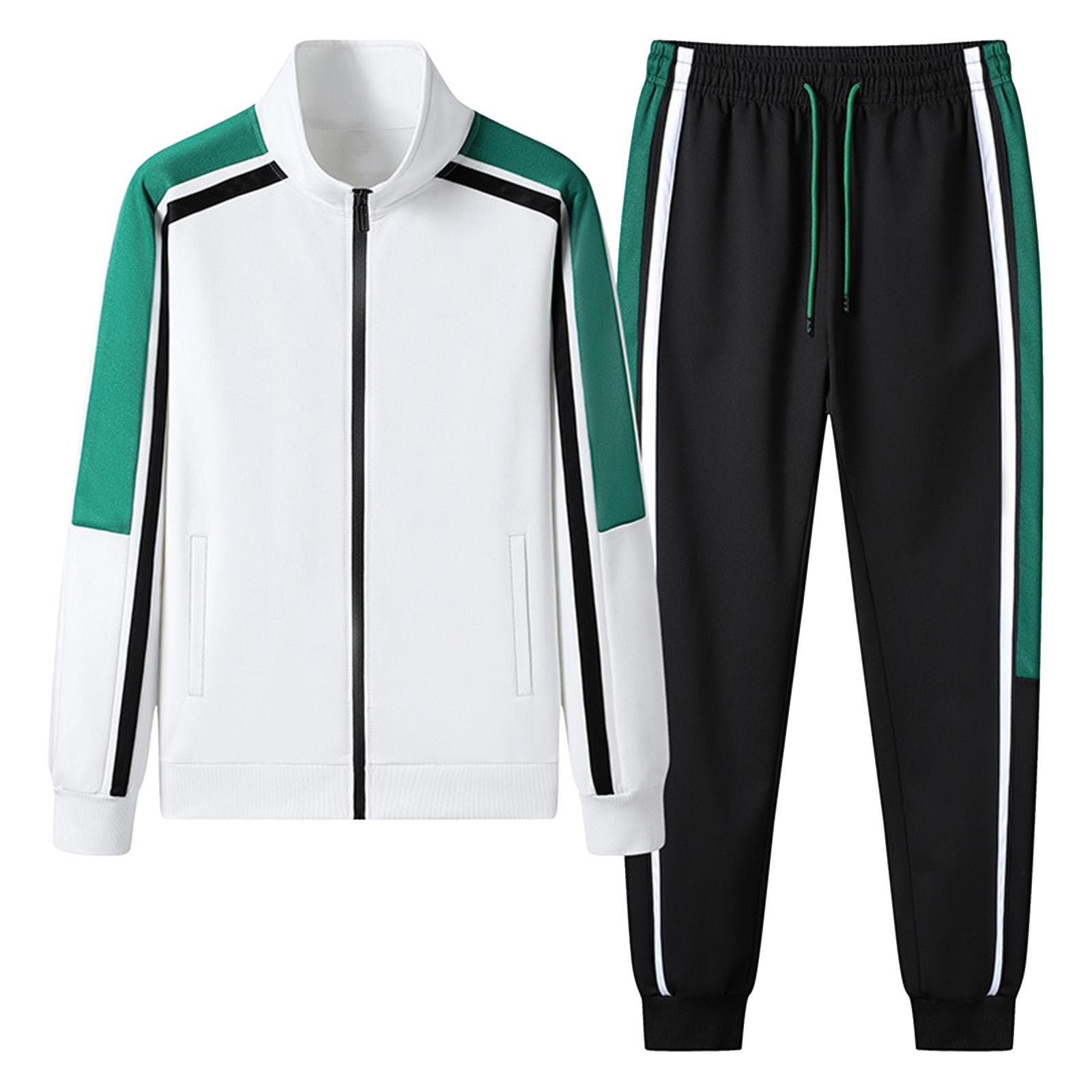 

Мужской повседневный спортивный молодежный модный кардиган с воротником-стойкой, куртка с длинным рукавом, костюм с брюками XL белый