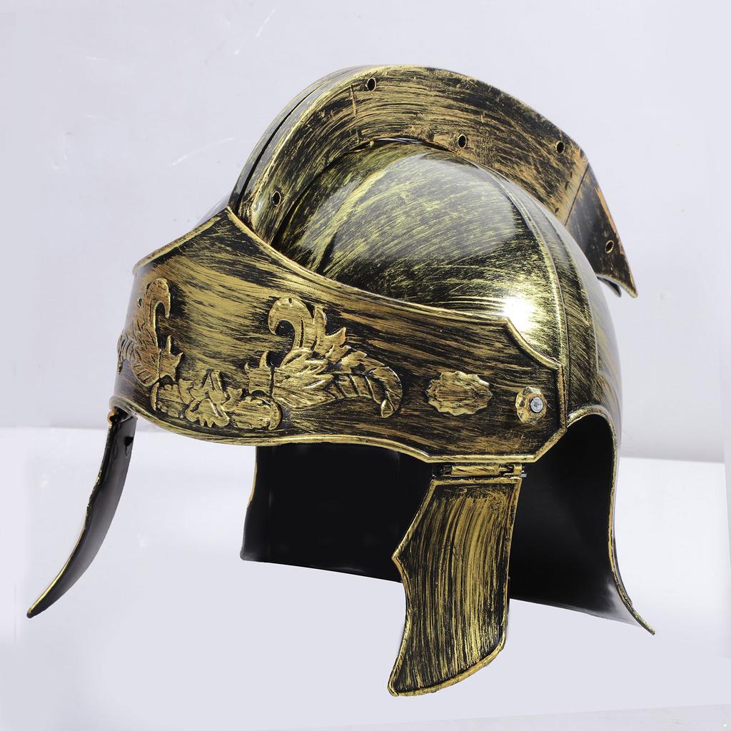 Plastic Spartan Gladiator Helmet for Men: Medieval Roman Warrior Knight Costume Headgear for Halloween Stage Performance