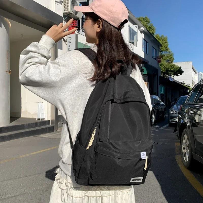 Umhängetasche Großes Fassungsvermögen Wasserdicht College Reise Damen Rucksack Einfarbig Schlichter Mädchen Laptop-Rucksack