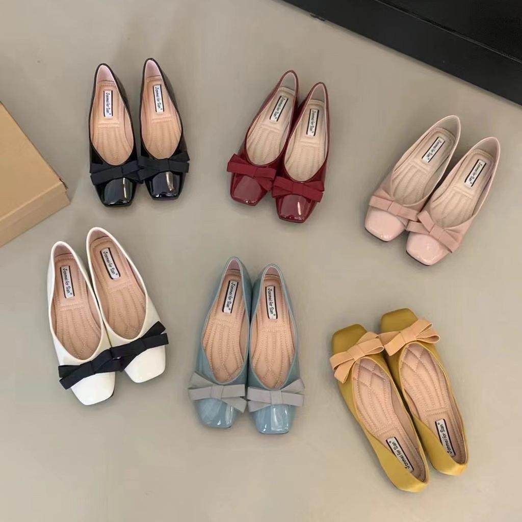 2025 new fairy style with skirt flat-soled single shoes women's autumn gentle bow one-pedal ladyshoes