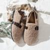 Women Fuzzy Shearling Mules Buckle Strap Fur Lined Slip On Warm Winter Casual Flat Loafers