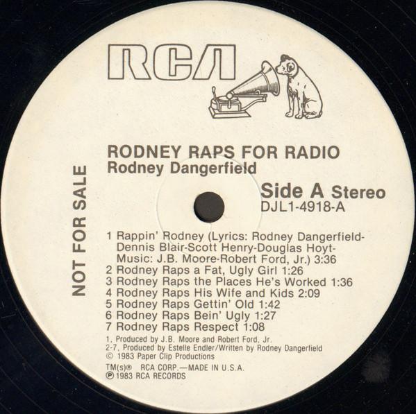 LP Record RODNEY DANGERFIELD  Rodney Raps For Radio DJL14918 RCA 1983 US Rap  HipHopRB Used