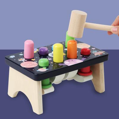 Montessori Ahşap Vurmalı Oyuncak - İnce Motor Becerilerini Geliştirir & Küçük Çocuklar İçin Eğitici Eğlence Gezegen Ahşap Vurmalı Oyuncak
