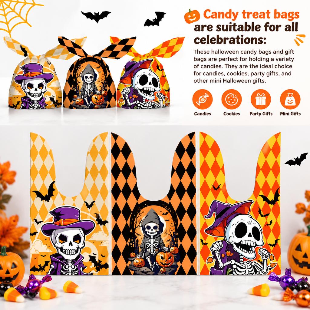 Halloween Goodie Candy Bags 11 Designs Goody Gift Bag Bulk for Kids Boys Girls Trick or Treating Classroom Party Favor Supplies