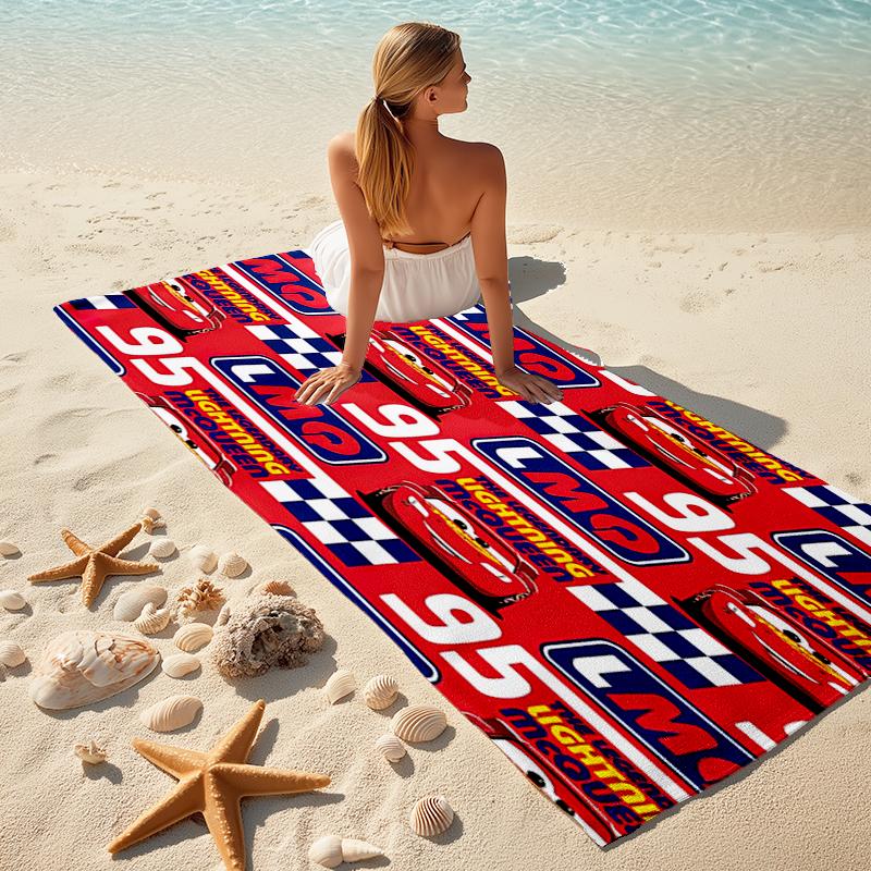 Lightning McQueen Beach Towel Outdoor Camping Beach Towel for Vacation Swim Outdoor Pool Absorbent Bath Towel