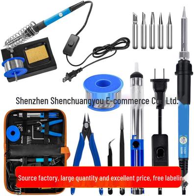 60W Soldering Iron Kit with ON/OFF Switch, Solder Sucker, Stand & PU Bag