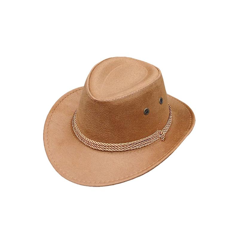 Vintage Western Cowboy Hat Solid Color Basin Hat Wide Brim Jazz Hat Outdoor Sun Protection For Hiking Camping Riding