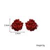 Orecchini a bottone smaltati a forma di fiore piegato 3D color rosso acceso per donna, personalità, temperamento, gioielli minimalisti