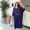 Women's Cartoon Short-sleeved T-shirt Dress Loose Casual Mid-length Over The Knee Dress