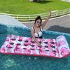 Adults Inflatable Pool Float Mat with Headrest Foldable Summer Beach Lake Float Raft Water Lounger Swimming Pool Sun Tanning Bed