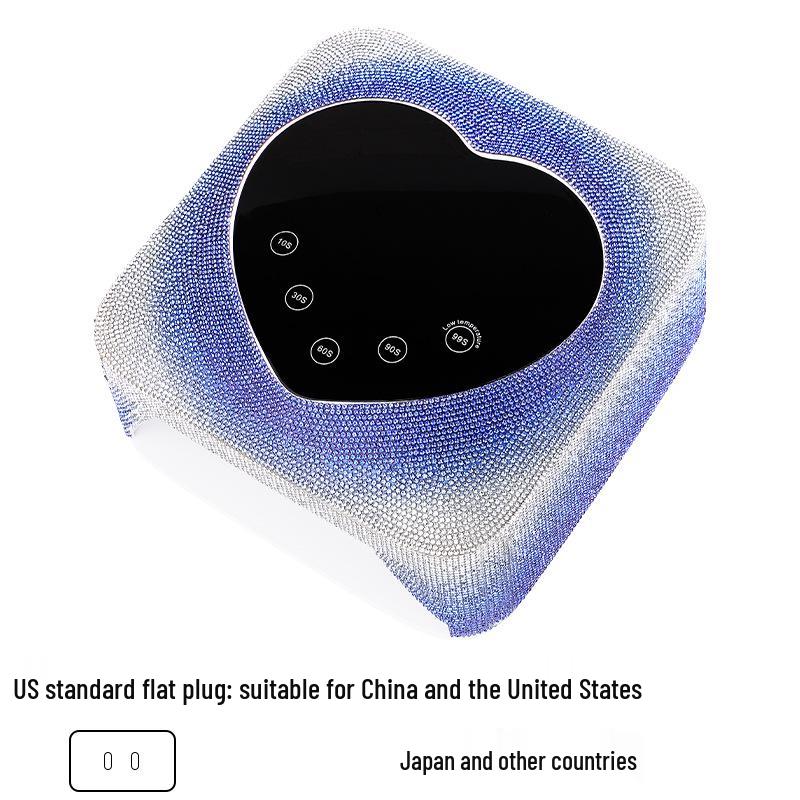 

Двухцветная беспроводная лампа для сушки ногтей с фототерапией, градиентом из страз и высокомощной технологией, не вызывающей потемнение.