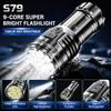 3/2/1 pièces Lampe de poche LED puissante à 9 LED Lampe de poche tactique ultra lumineuse avec lumière latérale COB Rechargeable par USB Lampe de poche d'extérieur Lampe de travail