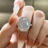 Luxury Female White Zircon Big Stone Engagement Ring Vintage Silver Color Wedding Jewelry For Women