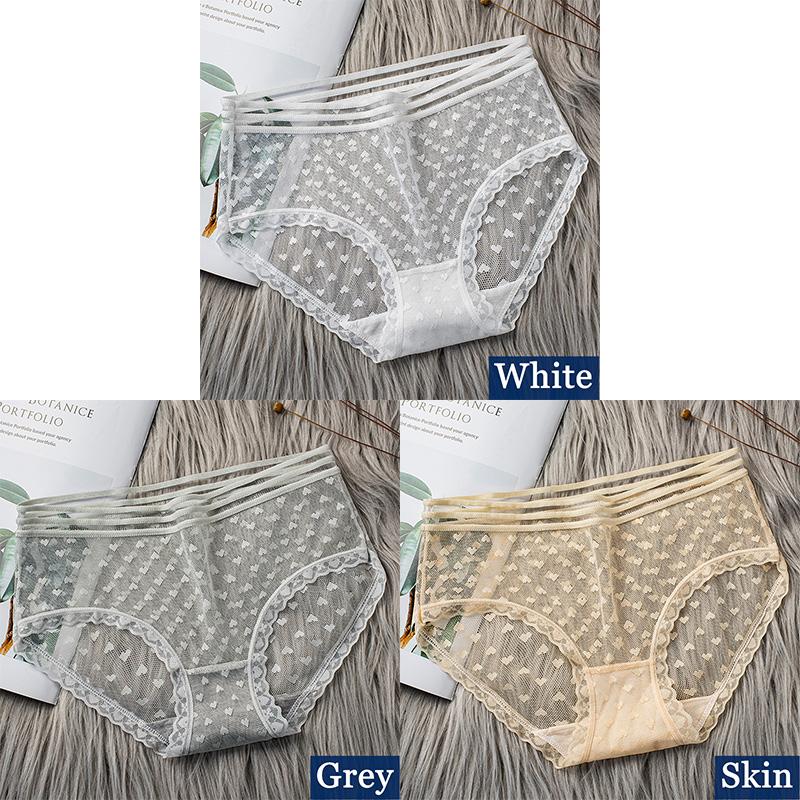3pcs Sexy Lace Transparent Panties for Women Underwear Fashion Panty Lingerie Breathable Hollow Out Briefs Female Underwear