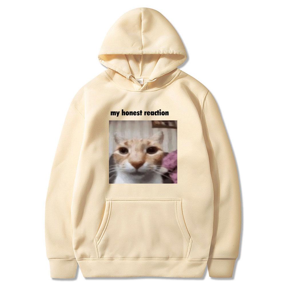 My Honest Reaction Funny Cat Meme Graphic Tops Men Women Clothing Fashion Harajuku Casual Cotton Tops Loose Casual Style Clothes