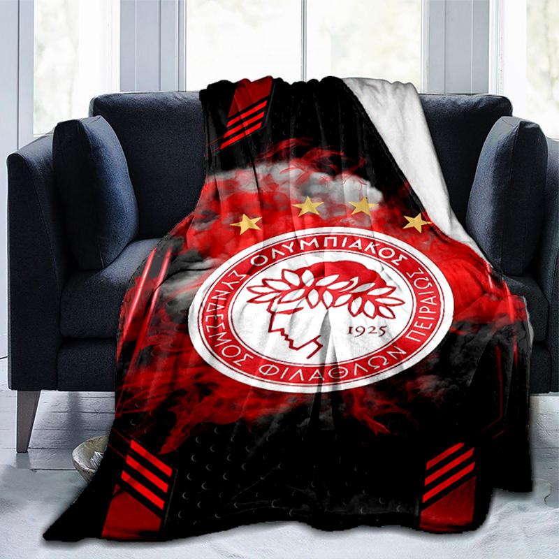 Olympiacos Fc: Coperta Orgoglio Rosso e Nero Adatta per Divani, Letti, Uffici e Campeggio - Regalo Perfetto per Halloween Natale