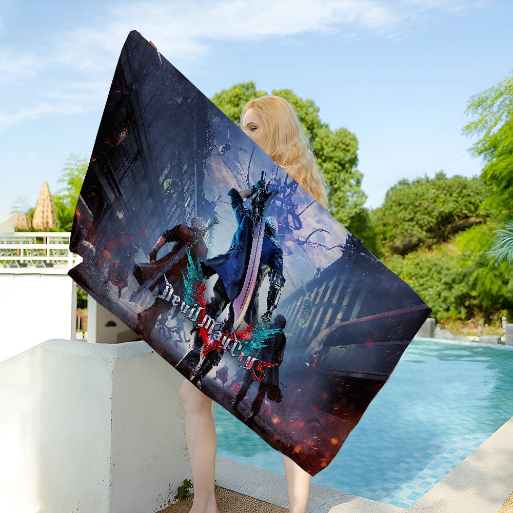 Game D-Devil M-May C-Cry Microfiber Printed Beach Towel Mountain Climbing Yoga Beach Swimming Running Absorbent Soft Towel
