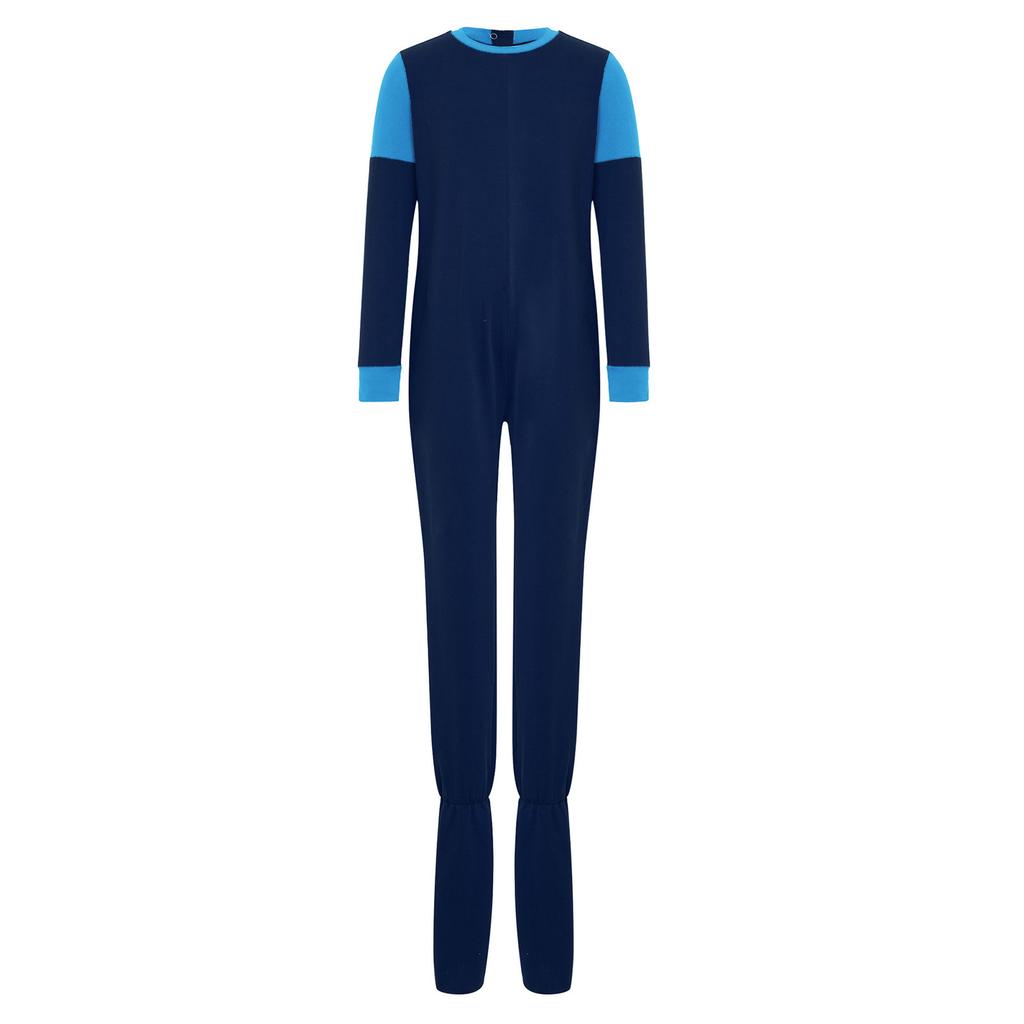 Unisex Kids Adaptive Clothing Round Neck Long Sleeve Anti Strip Back Full Zipper Color Block Footed Jumpsuit Special Needs Clothing