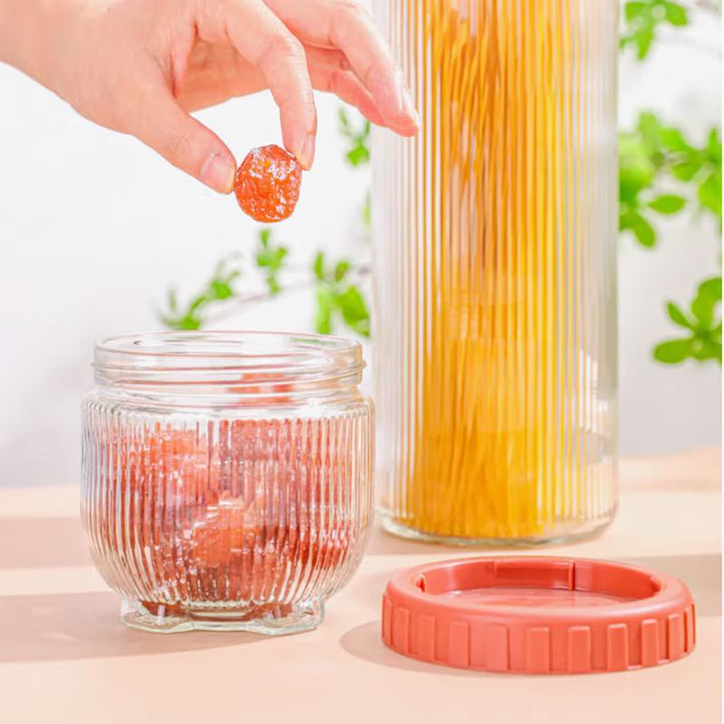 Lovewish Cat Paw Vertical Stripe Glass Storage Jar 5-Piece Set